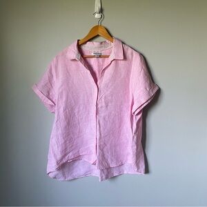 Tommy Bahama Pink 100% Linen Button-Up Top Blouse Size XL